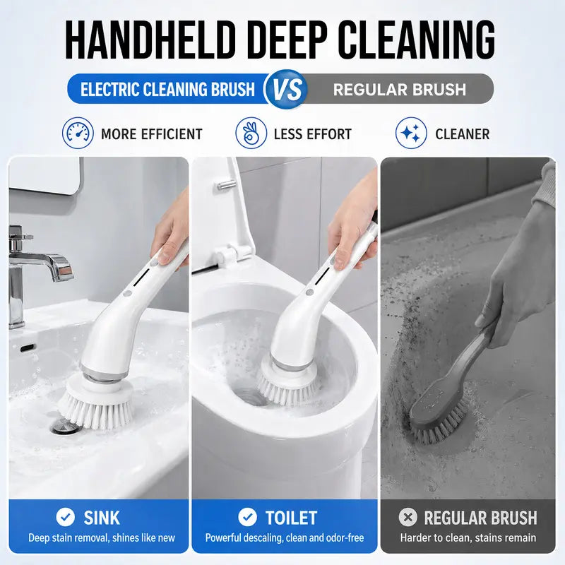 Durable Wireless Electric Spin Scrubber with Charging Station, Powerful Motor, IPX7 Wet-Safe Full-Body Moisture Resistance, 4 Replaceable Heads, 3 Adjustable Extension Rods, Dual-Speed Control, Handle, for Bathroom & Specialty Kitchen Home Essentials