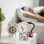 12.9 Oz Guitar Novelty Mug Unique Musical Note Design Tea Coffee Milk Ceramic Mug Cup with Guitar Handle,Gift for Guitar Players,Musicians Gifts,Music Lovers Gift for Men,Women,Teacher,Red