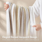 Sutton Stripe 6 Piece Cotton Bath Towel Set, Neutral