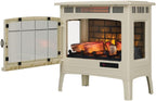 Freestanding Electric Fireplace Stove Heater with 3D Flame Effect for 1,000 Sq. Ft. Room, Cream