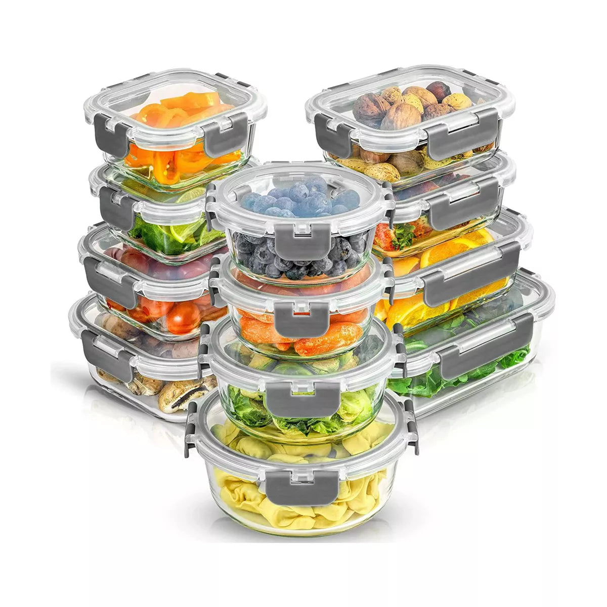 Joyful by Joyjolt 24 Piece Glass Storage Containers with Leakproof Lids Set