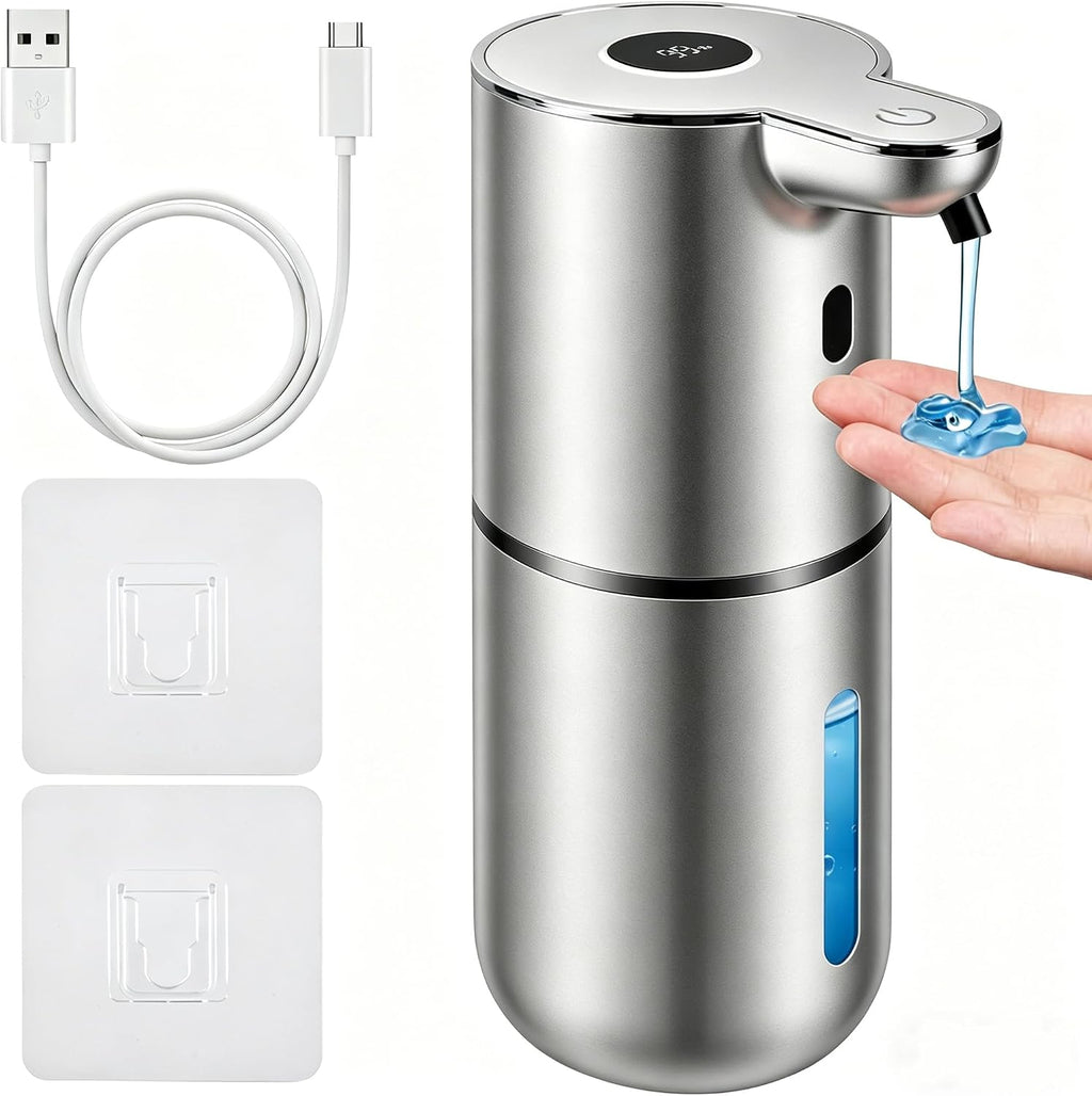 Automatic Soap Dispenser, Hand Soap Dispenser 12.8Oz/380Ml Smart Rechargeable, Liquid Touchless Soap Dispensers with 6-Level, Wall Mounted or Countertop Dish Soap Dispensing for Bathroom & Kitchen