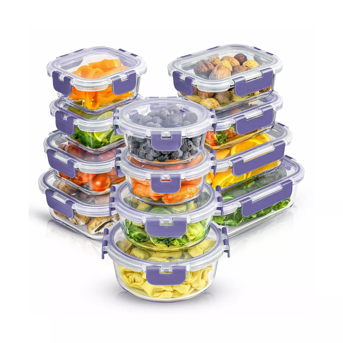 Joyful by Joyjolt 24 Piece Glass Storage Containers with Leakproof Lids Set