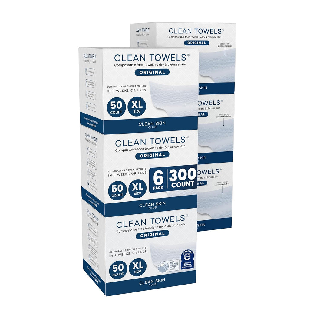 Sensitive Skin Clean Towels® XL, Ultra-Soft Disposable Face Dry Wipes Infused with Aloe & Glycerin, XL - 1 Pack (50 Count)