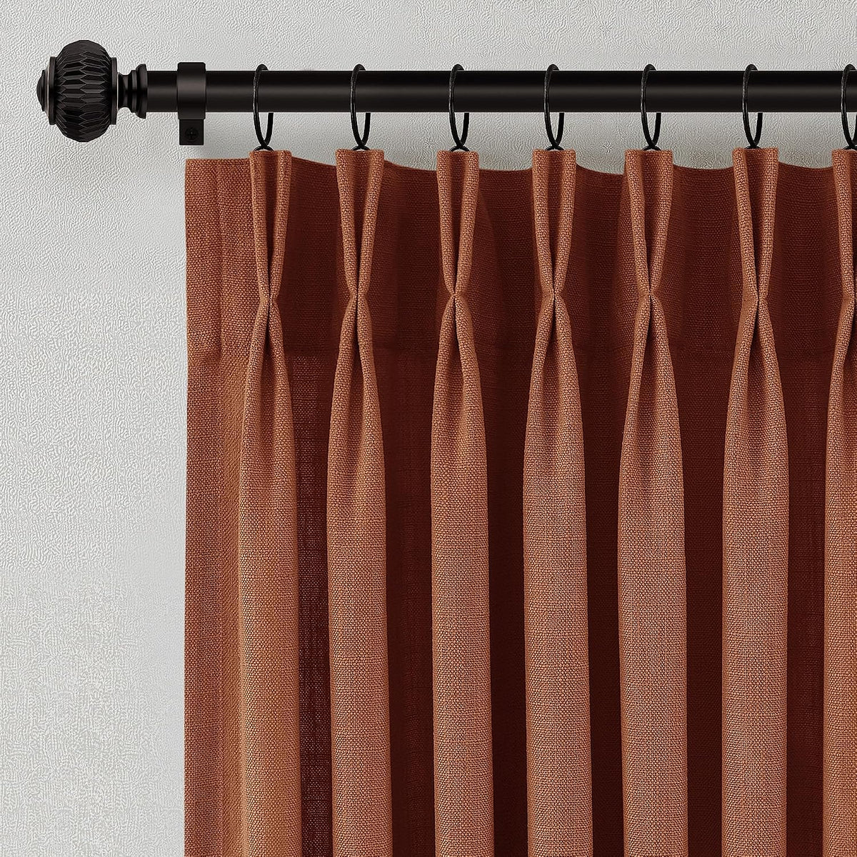 Pinch Pleated Linen Curtains 90 Inches Long Semi Sheer 2 Panels Natural