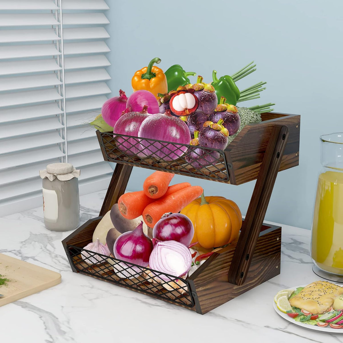 Fruit Basket for Kitchen Counter Organizer,Fruit Bowl Stand Storage
