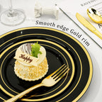 350 Piece Black Gold Dinnerware Set for 50 Guests