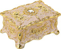 Hipiw Vintage Metal Jewelry Box Organizer for Women, 4.9"X3.4"X2.7"