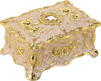 Hipiw Vintage Metal Jewelry Box Organizer for Women, 4.9"X3.4"X2.7"