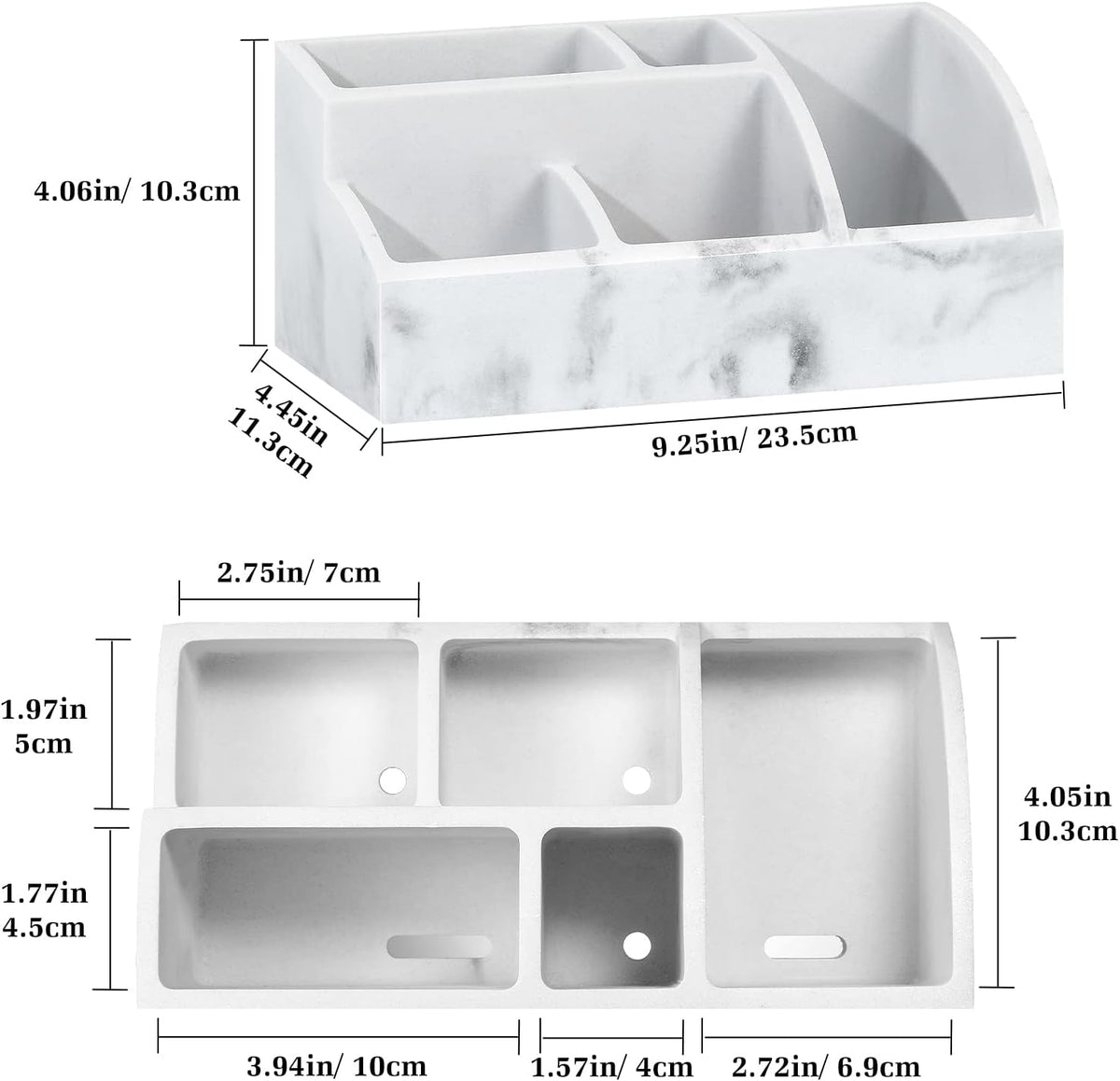 Bathroom Counter Organizer, 5 Slots, Gravel White