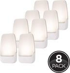 GE Plug in Night Light, Dusk to Dawn Sensor, Warm White 3000K, 8 Pack