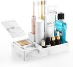 Bathroom Counter Organizer, 5 Slots, Gravel White