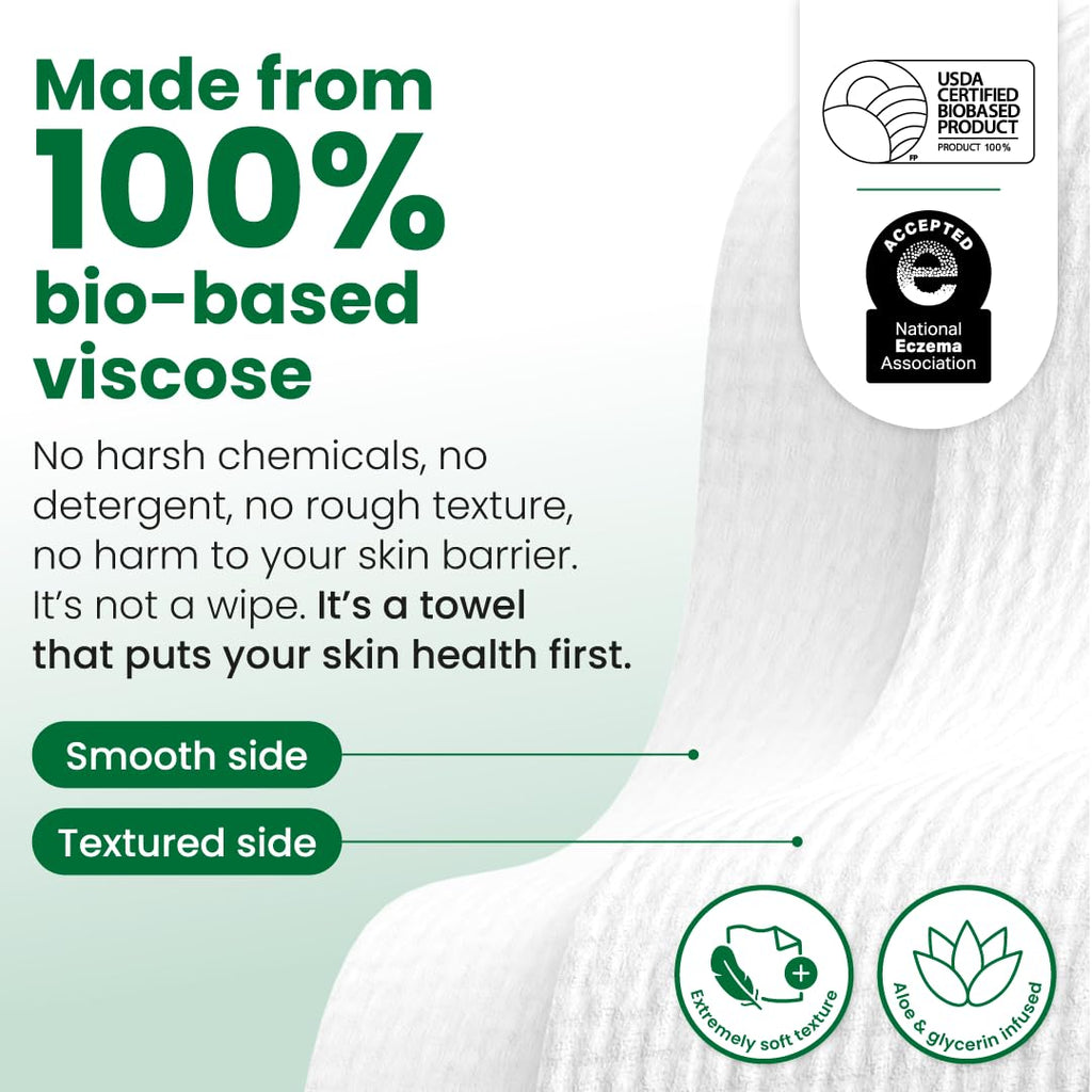 Sensitive Skin Clean Towels® XL, Ultra-Soft Disposable Face Dry Wipes Infused with Aloe & Glycerin, XL - 1 Pack (50 Count)
