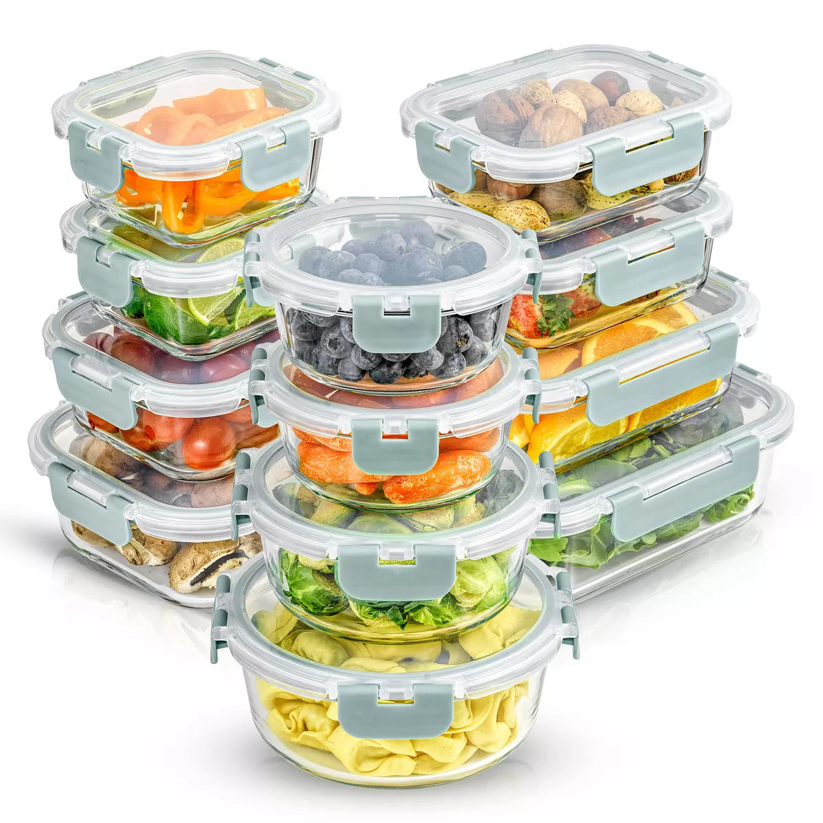 Joyful by Joyjolt 24 Piece Glass Storage Containers with Leakproof Lids Set