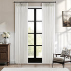Pinch Pleated Linen Curtains 90 Inches Long Semi Sheer 2 Panels Natural