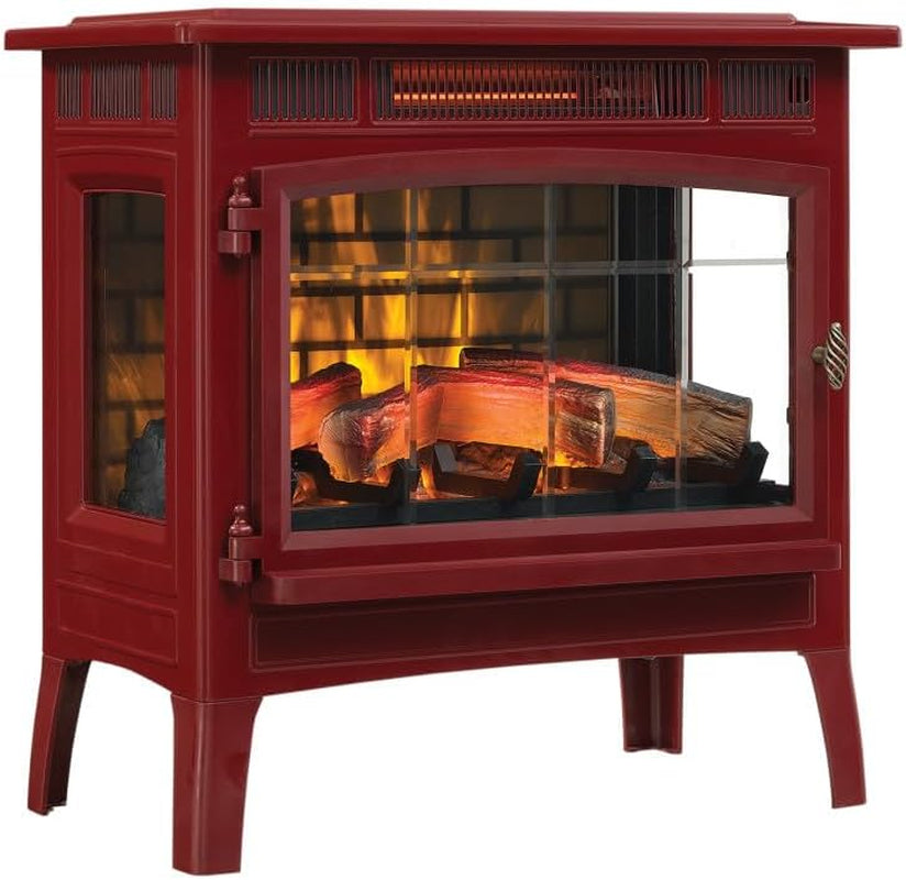 Freestanding Electric Fireplace Stove Heater with 3D Flame Effect for 1,000 Sq. Ft. Room, Cream