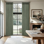 Pinch Pleated Linen Curtains 90 Inches Long Semi Sheer 2 Panels Natural