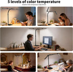 4 Light Bar Design Goose-Neck Desk Lamp with Base,24W Bright Led Tall Overhead Desk Light for Home Office,Eye Care Reading Table Light for Desktop Working,Drafting,Reading