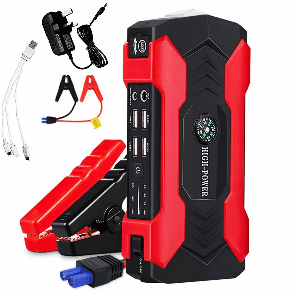 Power Up Your Adventures: 28000mAh 600A Portable Car Jump Starter with LED Flashlight