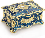 Hipiw Vintage Metal Jewelry Box Organizer for Women, 4.9"X3.4"X2.7"