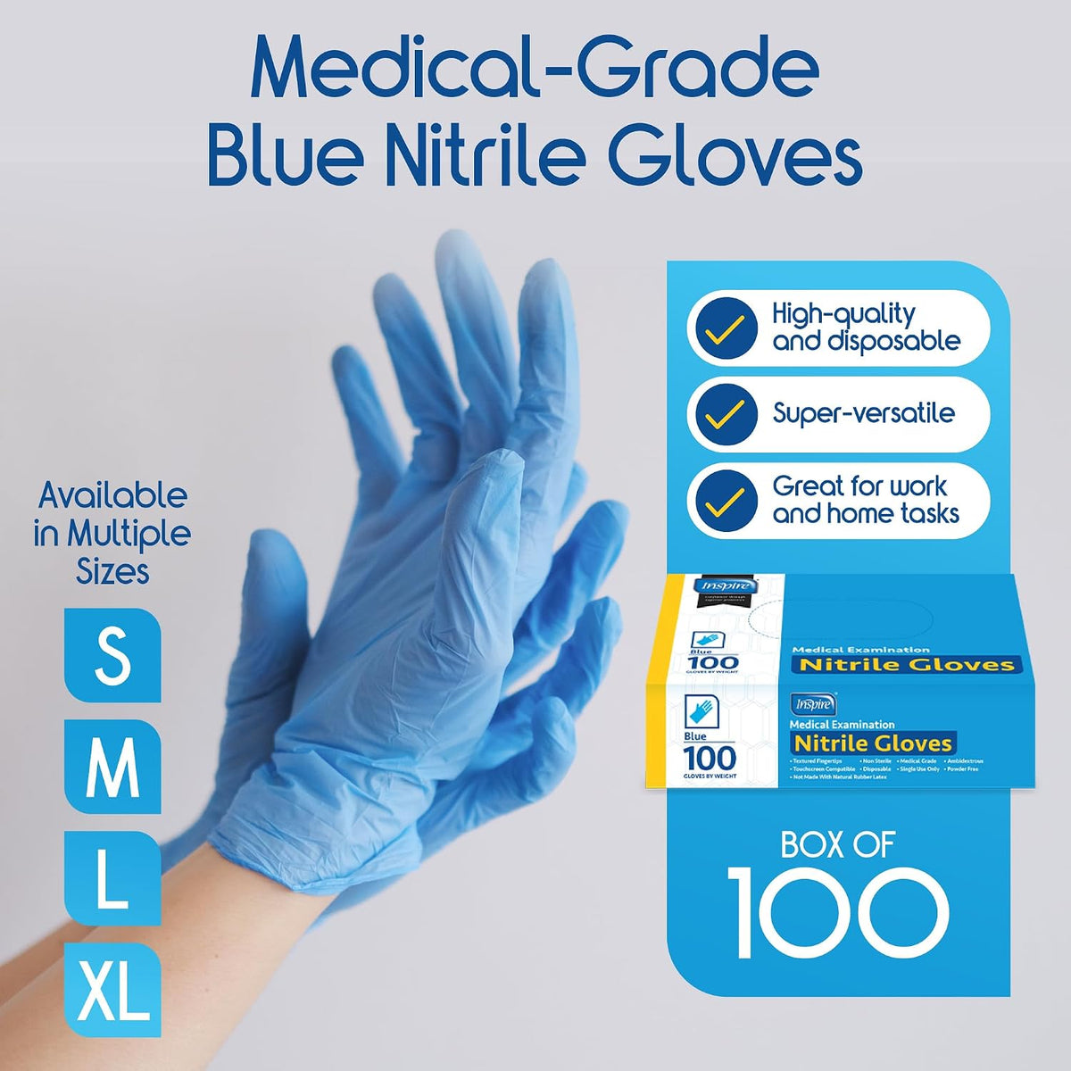 Blue Nitrile Disposable Gloves | 4.5 Nitrile Disposable Safety Medical Cooking Cleaning Gloves