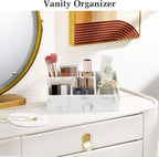 Bathroom Counter Organizer, 5 Slots, Gravel White