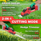 Cordless Hedge Trimmer Compatible with Milwaukee 18V Battery(No Battery),2200Rpm Mini Grass Shear,2 in 1 Handheld Electric Hedge Trimmer/Grass Cutter,Shrub/Bush Trimmer for Gardening,Yard