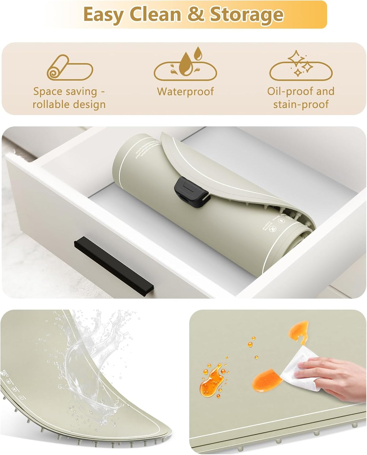 Food Warming Mat for Countertop,Extra Large Silicone Mat,Light Gray