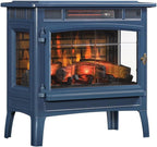 Freestanding Electric Fireplace Stove Heater with 3D Flame Effect for 1,000 Sq. Ft. Room, Cream