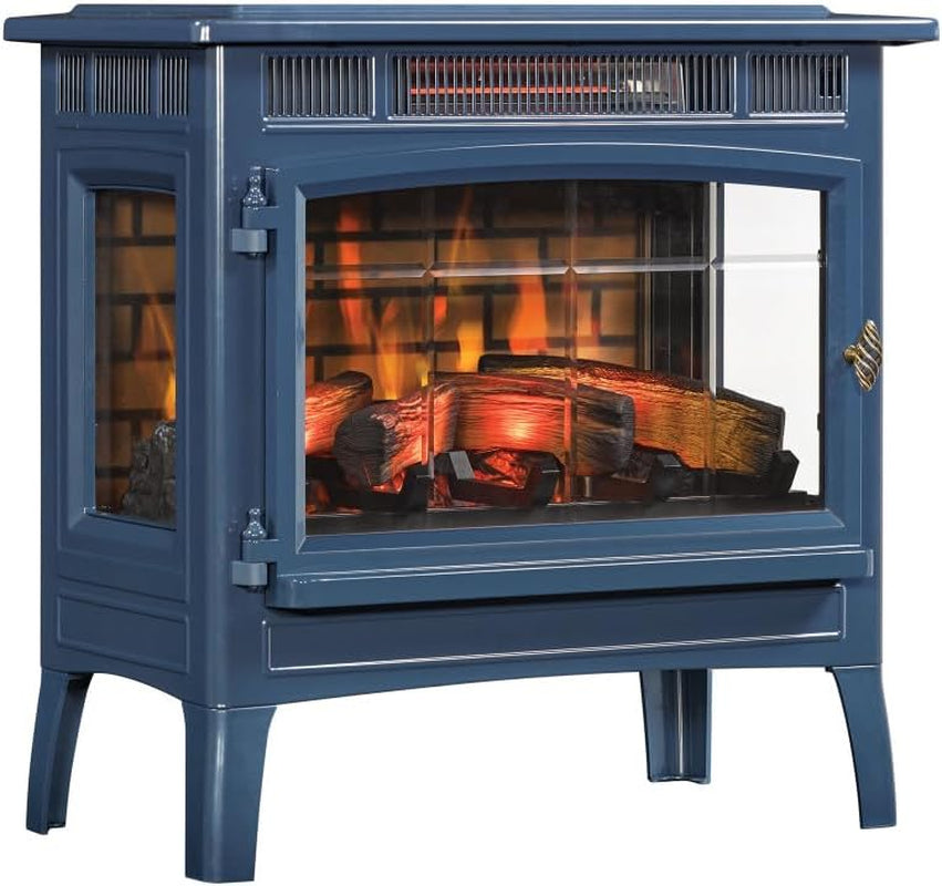 Freestanding Electric Fireplace Stove Heater with 3D Flame Effect for 1,000 Sq. Ft. Room, Cream
