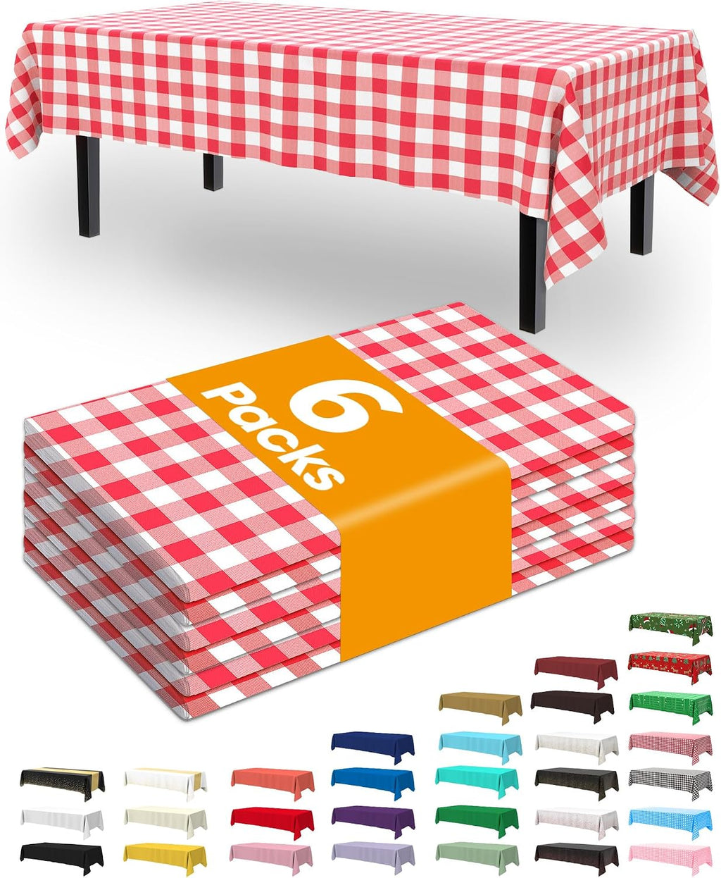 Thanksgiving Tablecloths 6 Pack, 54 X 108 Inch, Pumpkin Harvest