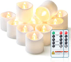 Black Flameless LED Votive Tealight Candles & Timer Remote, 12Pack
