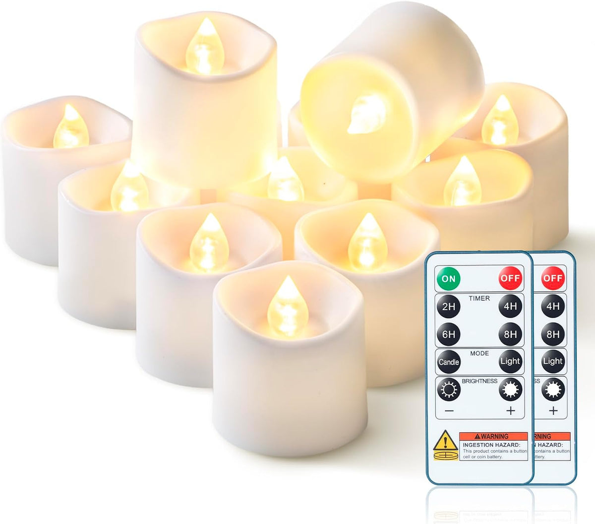 Black Flameless LED Votive Tealight Candles & Timer Remote, 12Pack