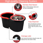 Spin Mop and Bucket with Wringer Set, 360° Spinning Mop Bucket System with 3 Microfiber Mop Replacement Heads Refills, 61" Stainless Steel Extended Handle for Floor Cleaning Home Office(20Qt)