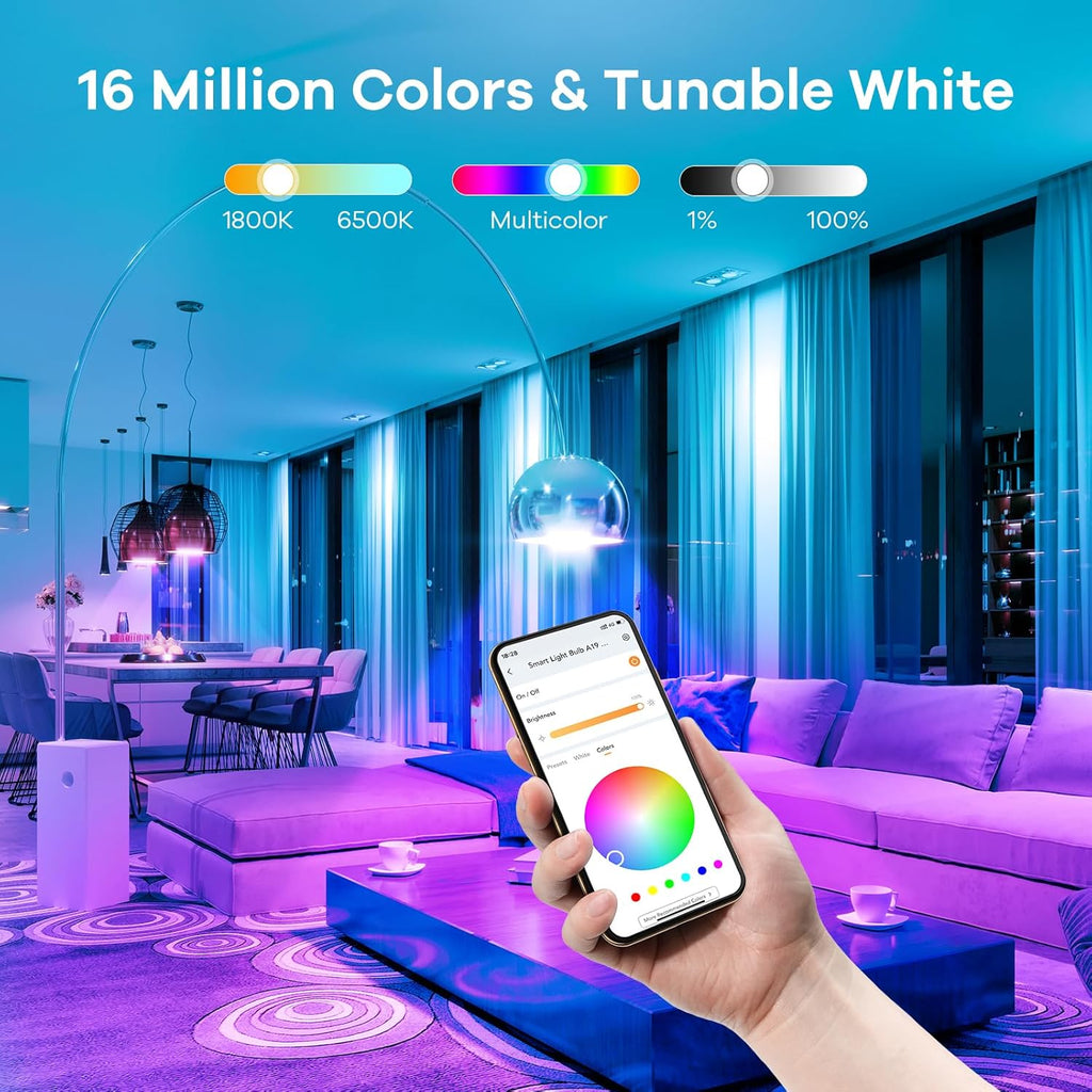 Smart Light Bulbs, Work with Alexa, Google Home, Aidot