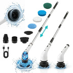 Durable Wireless Electric Spin Scrubber with Charging Station, Powerful Motor, IPX7 Wet-Safe Full-Body Moisture Resistance, 4 Replaceable Heads, 3 Adjustable Extension Rods, Dual-Speed Control, Handle, for Bathroom & Specialty Kitchen Home Essentials