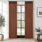 Pinch Pleated Linen Curtains 90 Inches Long Semi Sheer 2 Panels Natural