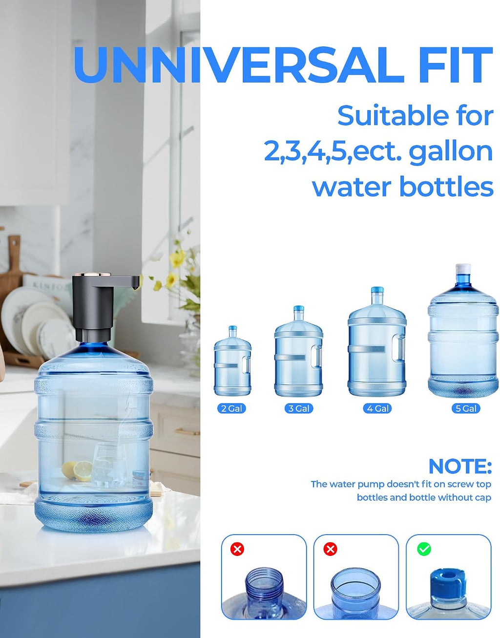 Electric Water Bottle Pump, Water Dispenser for 5 Gallon Bottles
