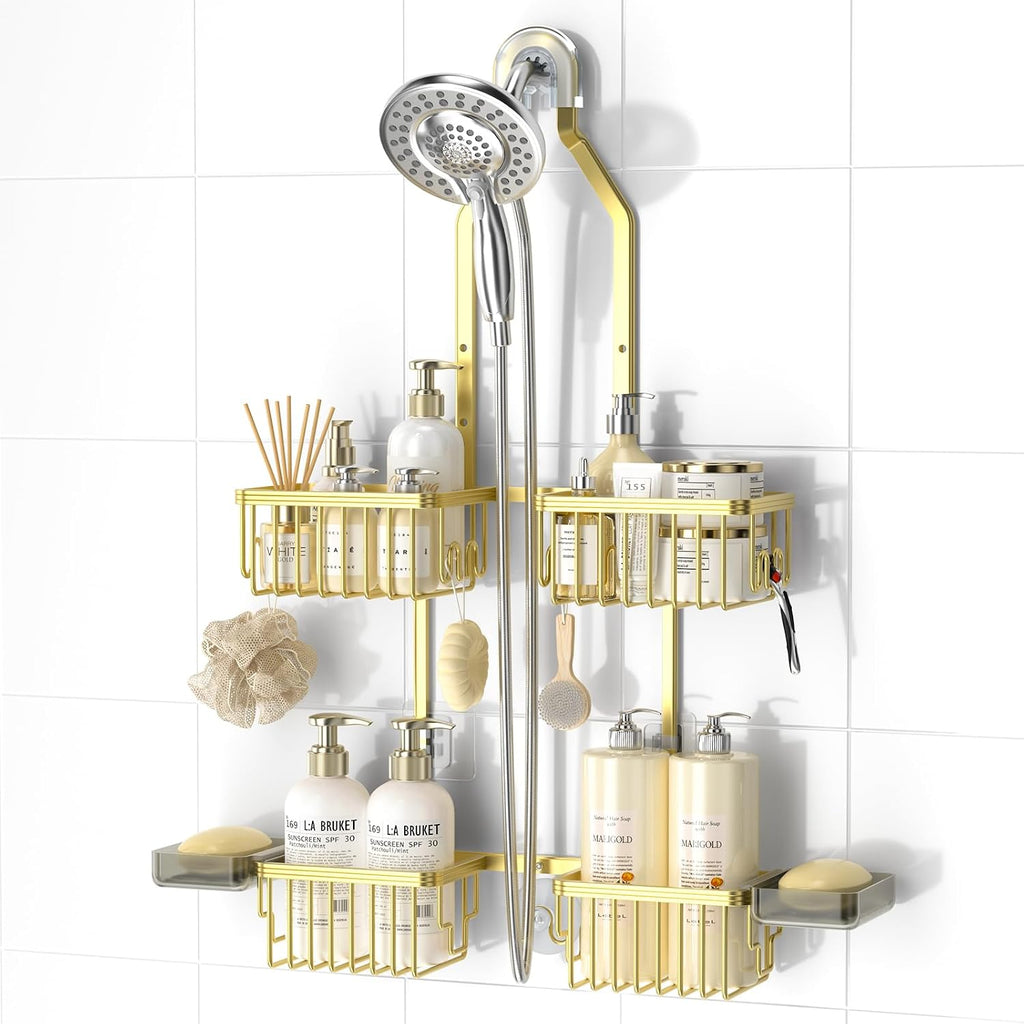 Adjustable Aluminum Shower Caddy Hanging for Handheld Showerhead, Silver