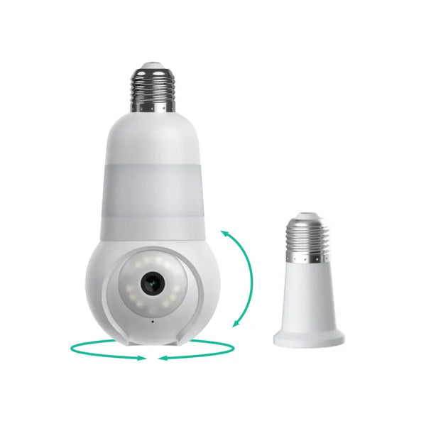 Luna Light Cam 2K Light Bulb Security Camera - Socket-Mounted PTZ Indoor Camera, Next-Gen Descriptive AI Alerts, 360° Pan-Tilt, Color Night Vision, Built-In LED & Spotlight, Local Recording, 2.4Ghz Wifi, Easy Porch/Front Door Installation