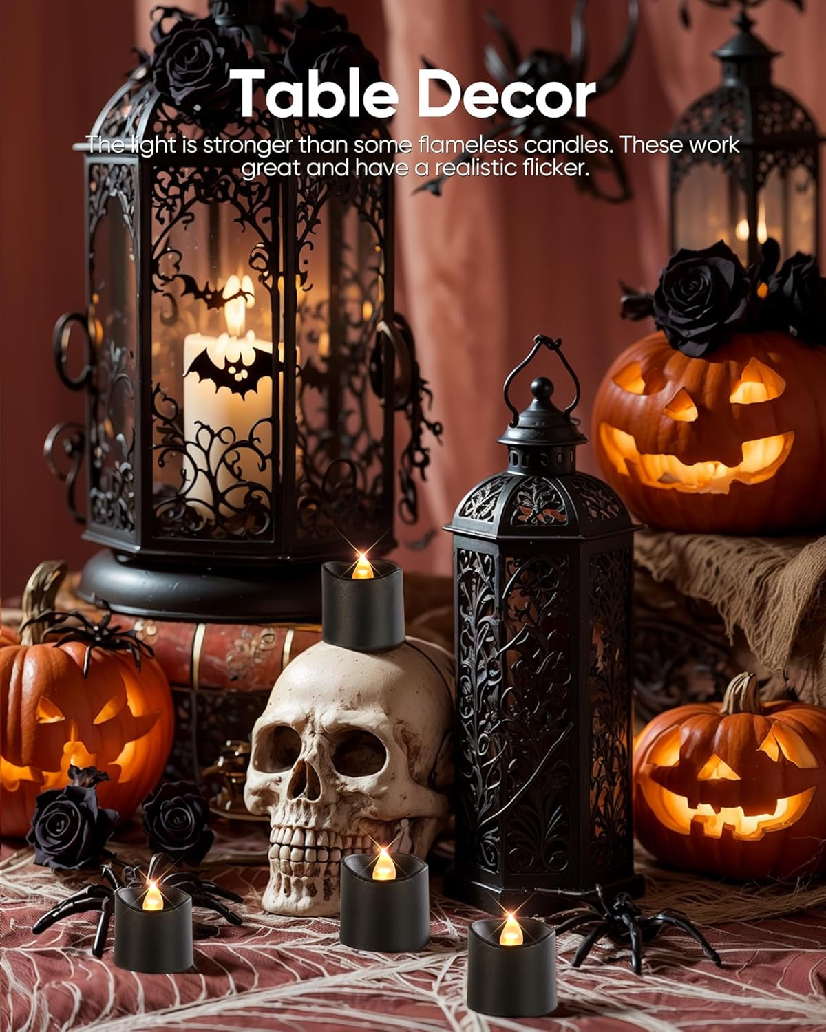 Black Flameless LED Votive Tealight Candles & Timer Remote, 12Pack