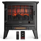 1400 W Suburbs 25 In. Wifi-Enabled Electric Fireplace Infrared Quartz Heater, Crackling Sound Freestanding Heater, Black