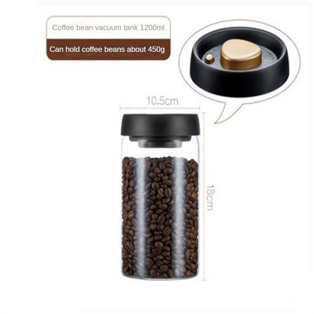 Coffee Beans Vacuum Sealed Tank Transparent Glass Food Storage Jars Household Moisture-Proof Air Extraction Airtight Container