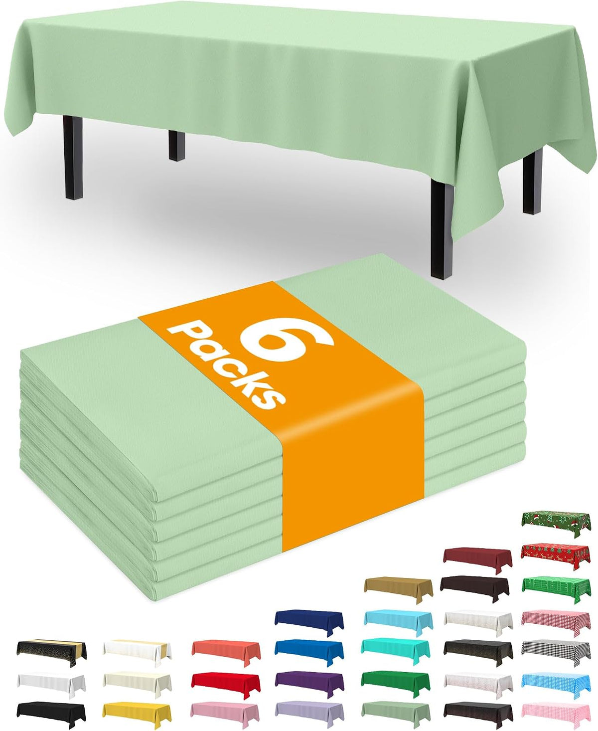 Thanksgiving Tablecloths 6 Pack, 54 X 108 Inch, Pumpkin Harvest