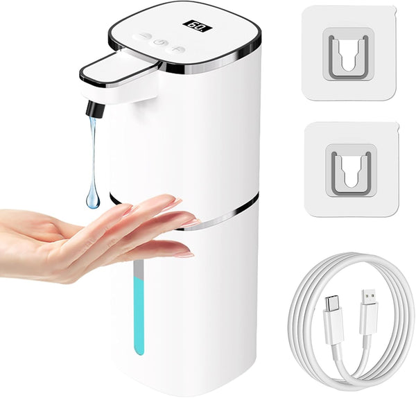 Automatic Liquid Soap Dispenser Touchless, USB Rechargeable Smart Hand Soap Dispenser, 9-Level Adjustable, Physical Button Operation, 13.5Oz/400Ml Wall Mounted for Bathroom Kitchen Dish Soap