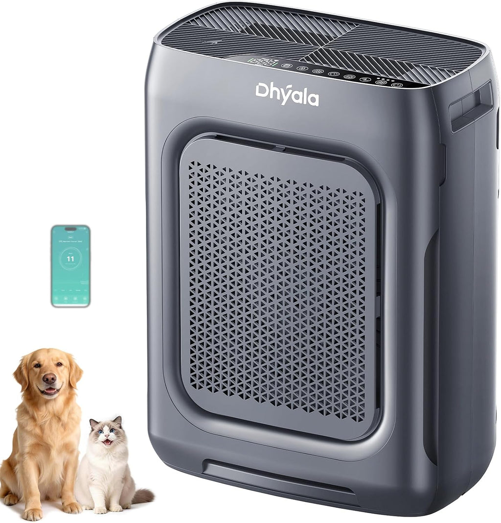 Air Purifier for Home Bedroom Large Room up to 3000Ft², HEPA Air Purifier with Washable Double-Sided Filters, Smart Wifi, AQI Display, Air Cleaner for Pets, Dust, Pollen, 15Db Sleep Mode, Fragrance