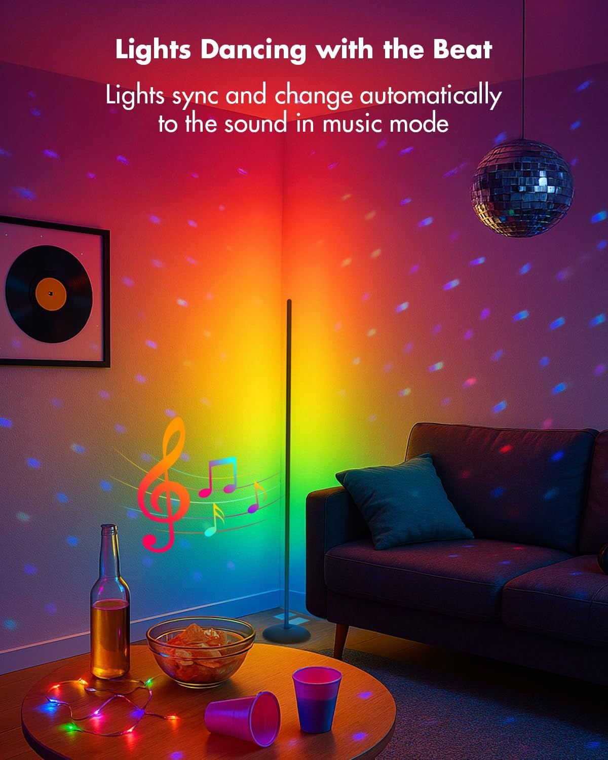 Corner Floor Lamp, Smart RGB LED Corner Lamps for Living Room