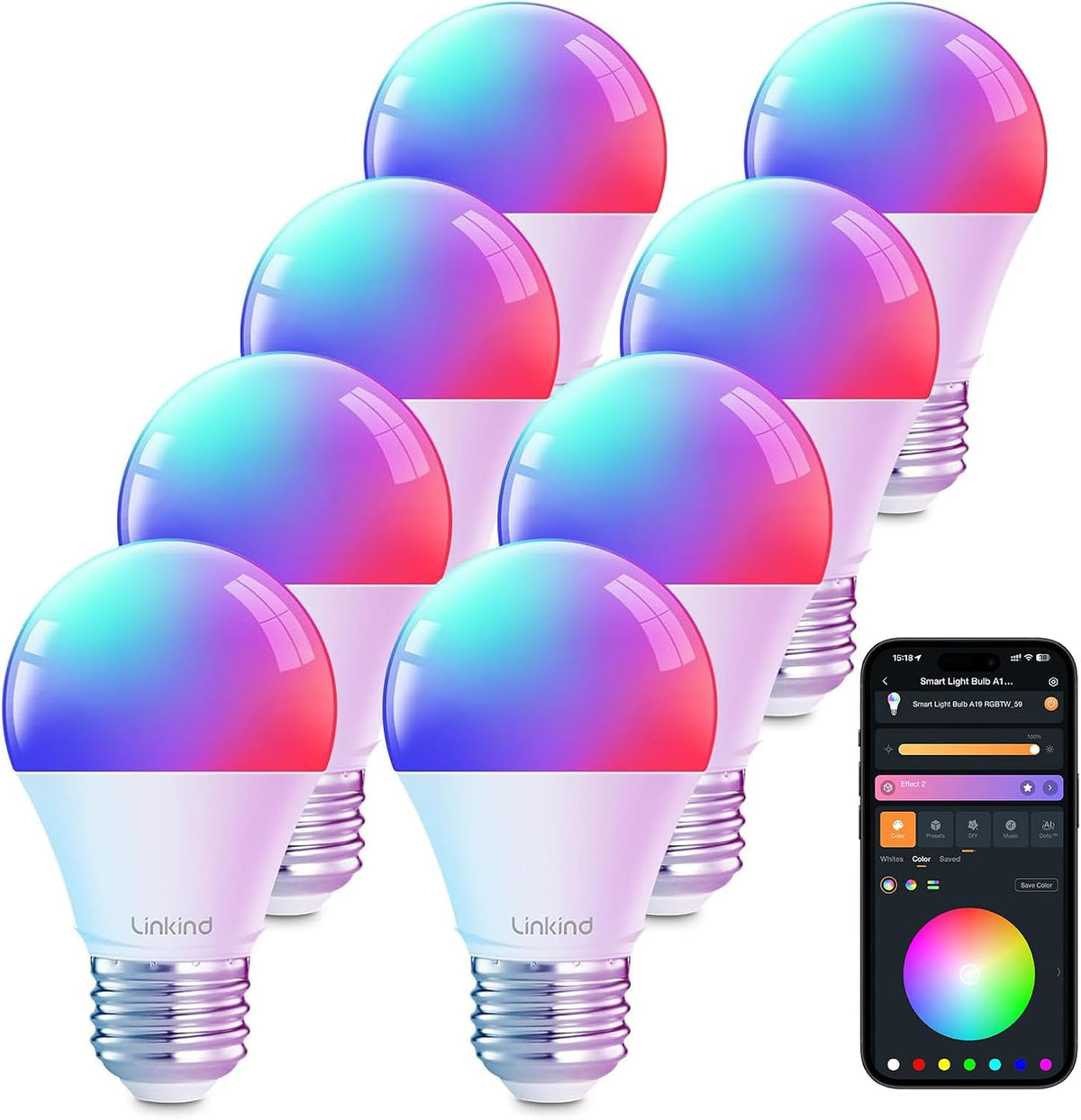 Smart Light Bulbs, Work with Alexa, Google Home, Aidot