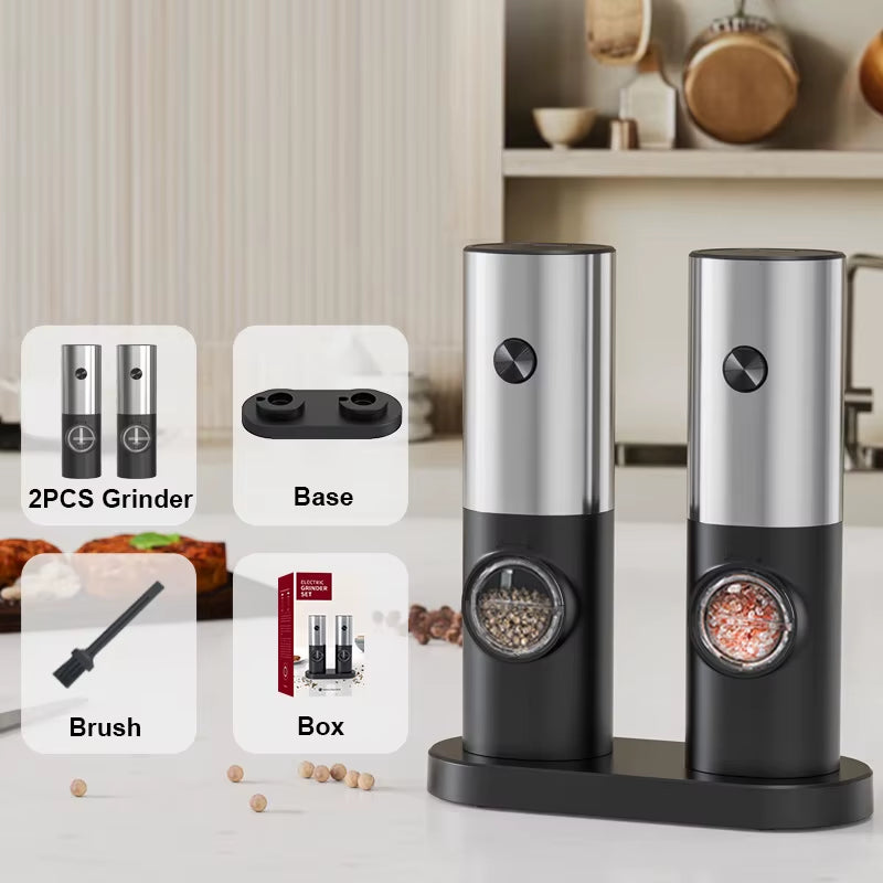 Electric Pepper Powder Grinder USB Rechargeable Salt Pepper Grinder with Adjustable Roughness Freshly Ground Pepper Kitchen Tool