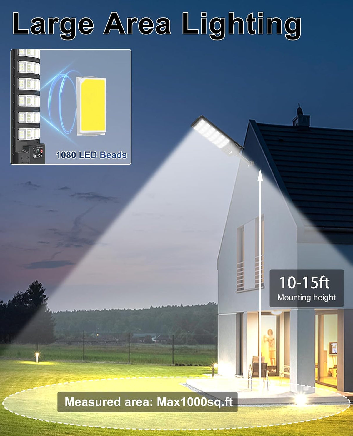 Solar Street Lights, Solar Security Flood Lights, 2 Pack